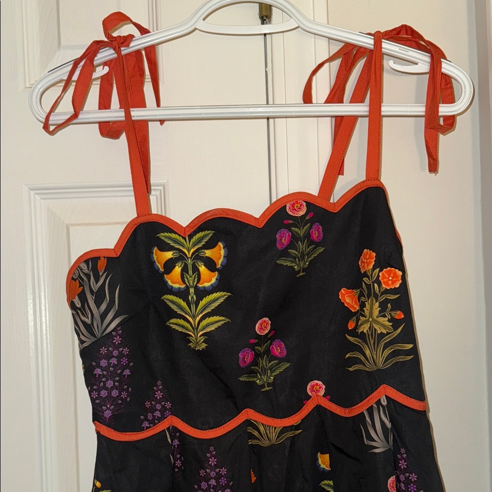 Entro Black Dress with Orange and Pink Floral Accents - Picture 2 of 3